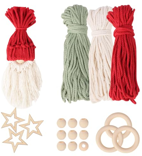 COLOFALLA 3set Macrame Christmas Kit Christmas Tree Gnome Gonk Making Macrame Kits for Adults Make Your own Christmas Decorations