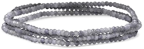 Bling Jewelry Echte Natürliche Winzige Lolite Facettiert Ombre Multicolor Petite Seed Caviar Rondelle Perlen Blau Grau Stretch Armbänder Für Frauen Jugendliche Stapelbar Set Von 3 Strängen
