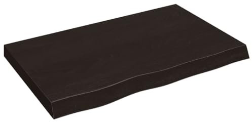 vidaXL Waschtischplatte, Multifunktional Arbeitsplatte mit Naturkante, Waschtischkonsole Tischplatte für Badezimmer, Holzplatte Platte, Dunkelbraun 80x50x(2-6) cm Massivholz Behandelt