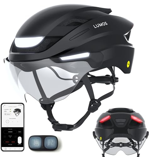 Lumos Ultra E-Bike Smart-Helm | NTA 8776 Zertifiziert | LED-Front- & Rücklichter | Einziehbares Visier | App-Steuerung | Für E-Bike, Scooter, Radfahren | Erwachsene, Männer, Frauen