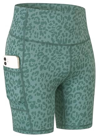 COTOP Radlerhose Damen Kurz, Tights Laufhose mit Tasche, High Waist Leggings Shorts Sommer, Blickdicht Elastisch Sporthose Kurze für Yoga/Fitness/Jogging/Radfahren/Biker
