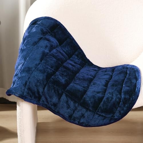 Alomidds Gewichtete Decke, 3,2 kg, für Erwachsene, gemütliche, atmungsaktive gewichtete Schoßdecke, kleine gewichtete Decke, für Reisen, beschwertes Schoßpolster zum Entspannen, Schlafen, Marineblau,