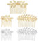Amaxiu 5 Stück Metallblatt Haarseitenkämme, Gold Silber Strass Haarkamm französische Drehung Blumen Haarkammklammern mit Zähnen ausgefallene Seitenkämme Hochzeit Brautschmuck Haarspangen für Frauen