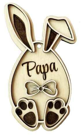 Holz Osteranhänger Geschenkanhänger Anhänger Ostern Osterhase Osterei Deko Ornament mit Gravur Wunschname Name Personalisiert Variante 2 (ca.120x67mm)