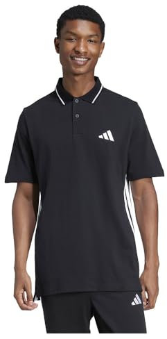 adidas Herren Essential Three Stripes Pique Polo Shirt, Black/White, XXL