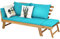COSTWAY Gartenbett, ausklappbar, 2-Sitzer, aus Akazienholz, mit Kissen, Gartensofa 2-in-1 mit verstellbarer Armlehne, Belastung 320 kg, für Terrasse, Pool, Hof, Blau