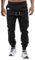 LIUPMWE Herren Hose Chino Cargo Hose Jogginghose Herren Baumwolle Casual Sweatpants Freizeithose Elastische Pants Taille mit Kordelzug Taschen,L,Schwarz-New