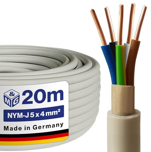 M&G Techno NYM-J 5x4 mm² Mantelleitung, 20m Feuchtraum Elektrokabel Grau