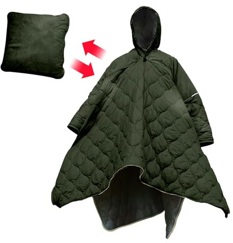 Camping Sleeping Bag | Cloak Cape Camping Wearable Warm Blanket - Portable Windproof Outdoor Stadium Blanket Hooded for Hiking Winter Travel Outdoor Sport Fishing Picnic