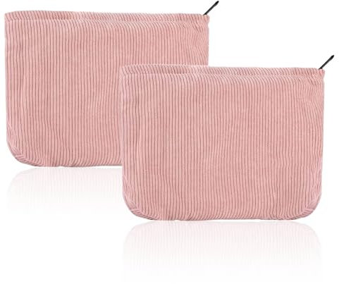 Tcdwla Kosmetiktasche, 2 Stück Schminktasche,Kulturtasche Cord Klein Damen, FedermäPpchen Aesthetic School Stuff für Schule, Reisen, Geschä Ftsreisen, Einkaufen, Wandern (Rosa 1)