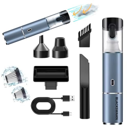 BLACKSWAAN Aspirateur à Main 17000PA Aspirateur Voiture Portable sans Fil 3en1, Souffleur, Lampe LED, Puissant pour Voiture, Maison, Bureau, Poils d'animaux, Camping Car, Recharge par USB