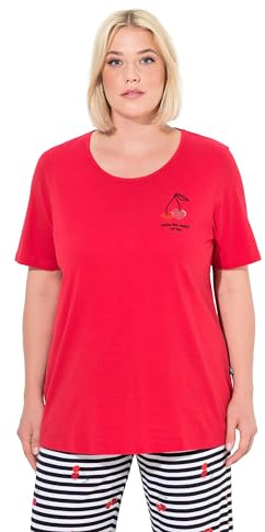 Ulla Popken Damen große Größen Übergrößen Plus Size Pyjamashirt, Herzen, Halbarm Salsa 54+ 837169530-54+