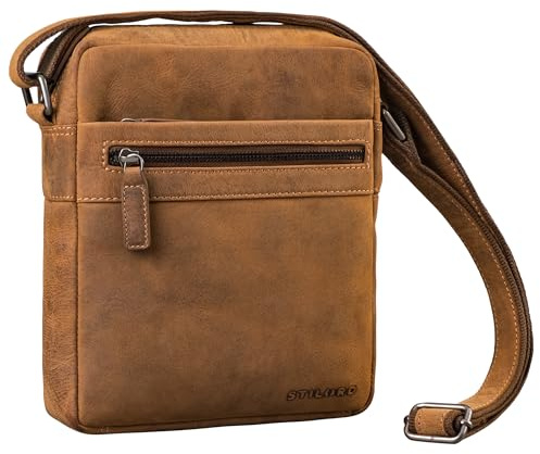 STILORD 'Oli' Umhängetasche Herren Leder Mittel-Groß - Leder-Tasche Herren Echtleder - Messenger-Bag mit vielen Fächern - Männer Schultertasche für Tablet 10 Zoll, Farbe:bergamo - braun