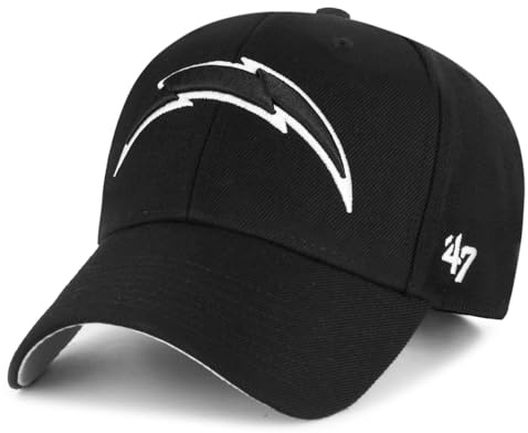 47 NFL Los Angeles Chargers MVP Unisex-Baseballkappe, Verstellbarer Klettverschluss, Einheitsgröße, Team Logo, Farbe Schwarz