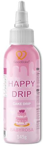 GoodBake Happy Drip Babyrosa 145g, Cake Drip, Kuchenglasur aus Schokolade zum Dekorieren & Verzieren für Kuchen, Torten, Donuts, glutenfrei