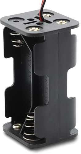 TECHZOCO Portapila Plano AA, Soporte de Batería LR6, Caja para Pila AA LR6, Incluye Cable de 200mm, Voltaje Total: 6V (1.5V por Pila), Apto para 4 Pilas Lr6 (FR6, HR6, LR6)
