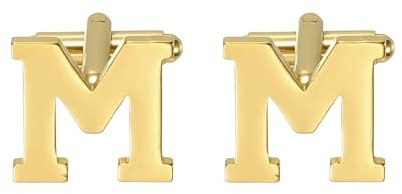 PATIKIL 26 Buchstaben A-Z Anfangsmanschettenknöpfe mit Box Goldton | Klassischer Buchstabe m aus Manschettenknöpfe, Für Männer Vater Ehemann Hochzeiten Geschenk Geschäft Geburtstag