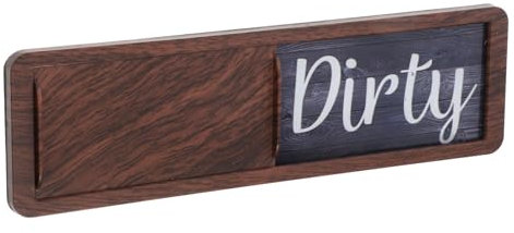 MAGICLULU Magnetschild „sauber/schmutzig“ für Spülmaschine Acryl Abs Magnetische Anzeige – Kein Verkratzen Quadratisch Walnussholzmaserung für Anfänger