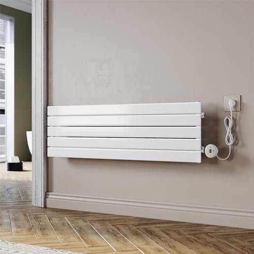 SUNXURY Badheizkörper Elektrischer Paneelheizkörper Weiß 376x1200mm Mit Programmierbare Thermostate für Handtuchwärmer Handtuchheizkörper Elektrisch mit Timerfunktion und Temperaturregler