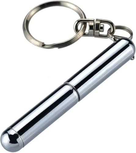 Silver Retractable Mini Pen Made of Stainless Steel Tool Pen Retractable Pocket Pen Keychain Dad Gadgets, Birthday, Christmas for Students, Office Staff, Construction Workers, Metal Car Keychain