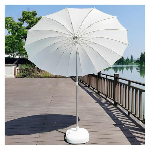 XUQQU Parasol De Jardin Extérieur 200 Cm Blanc/Vert/Kaki, Parasol Inclinable, Grand Parasol, Parasol De Plage avec Fonction D'inclinaison, sans Base(White)