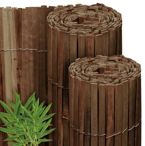 Sol Royal Dunkelbrauner Split Bambus Sichtschutz 100x600 cm – Sichtschutz Bambus Zaun Bambusmatte Gartensichtschutz Balkon Sichtschutzzaun – Natursichtschutz Witterungsbeständig B55
