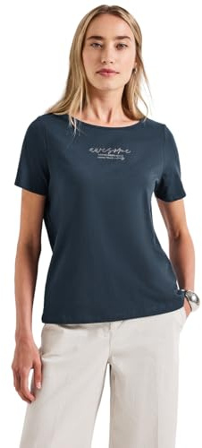 STREET ONE Damen 3227732 T-Shirt mit Print, Tide Blue, 46