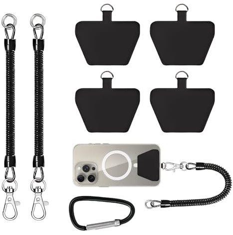 GCNWW Cordon de téléphone portable universel anti-perte élastique antivol compatible avec la plupart des smartphones (noir)