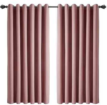 INSPIRE HOMEWARE 100% Blackout Curtains for Bedroom 46x54 Blush Linen Curtains Super Soft & Energy Saving Thermal Insulated Eyelet Curtain 2 panels with Matching Tiebacks
