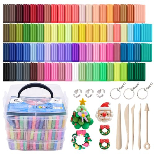 Artecho 82 Farben Polymer Clay Set mit 5 Werkzeug & Zubehör | Ofenhärtend, weich & ungiftig. Komplettes DIY-Modellier-Set & Geschenk für Anfänger, Künstler und Erwachsene