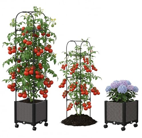 ZIKEBTUY 120 x 40 x 160 cm – Jardinera triple con enrejado para plantas trepadoras con 8 rollos, accesorios: 10 cierres, 10 clips, 1 cable de plástico, 12 bridas (sencillo)
