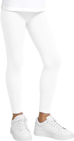 JinBei Leggings Niñas Algodón Transpirable Suave Mallas, 9-10 Años, Blanco