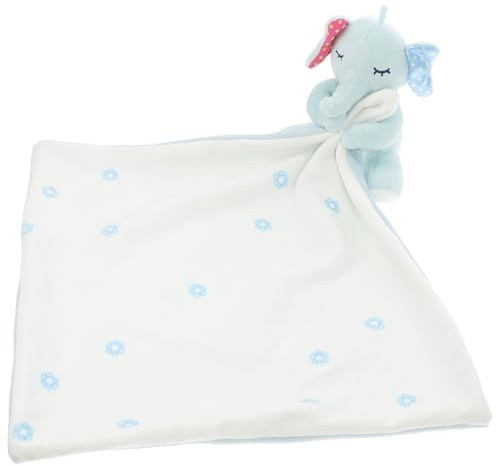 SAFIGLE Schmusedecke Plüsch Kuscheltier Schmusetuch für Neugeborene Leichtes Baumwoll Material Blau mit Elefant Beruhigend für Babys und Kleinkinder