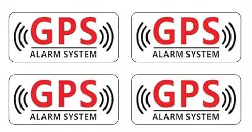 4 Adesivi Allarme GPS Veicolo Controllato sicurezza auto, 4 pezzi, per Evitare i furti adesivo interno, Adesivi Allarme GPS antifurto satellitare per Evitare i furti Auto Moto Camion Caravan