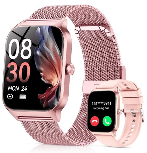 CASCHO Smartwatch Donna, 1.85'' Orologio Smartwatch con Effettua/Risposta Chiamate, 120+ Sportive Smart Watch con Contapassi/Sonno, Fitness Tracker per iOS Android - Oro rosa