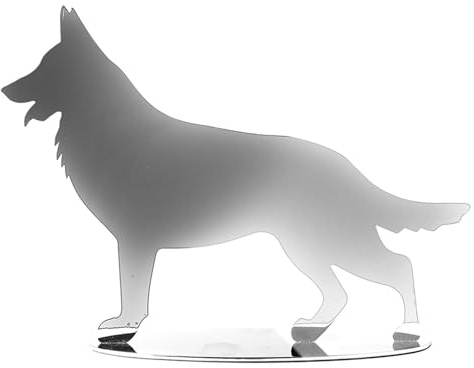 Fink Deko Hundefigur aus Edelstahl 19 cm - stehender Deko Hund in silberner Ausführung - dekorative Tierfigur in Form eines Schäferhundes zum Aufstellen für Regal, Sideboard und Wohnbereich