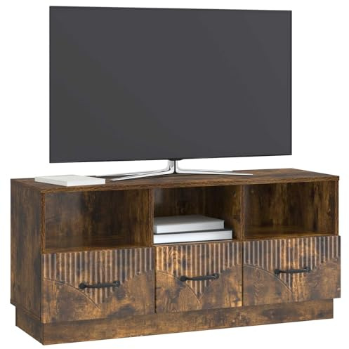 vidaXL TV-Schränk Geräucherte Eiche 102 x 34,5 x 47 cm Holzwerkstoff, Wohnzimmer Deko, modernes rechteckiges Entertainment Center, viel Stauraum, kompakter TV-Ständer, Medieneinheit