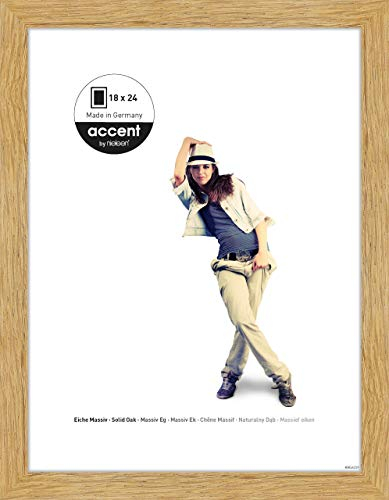accent by nielsen Bilderrahmen, 18 x 24 cm, Holz, Eiche, Fotorahmen zum Auftstellen im Hoch- & Querformat, Echtglas, Scandic