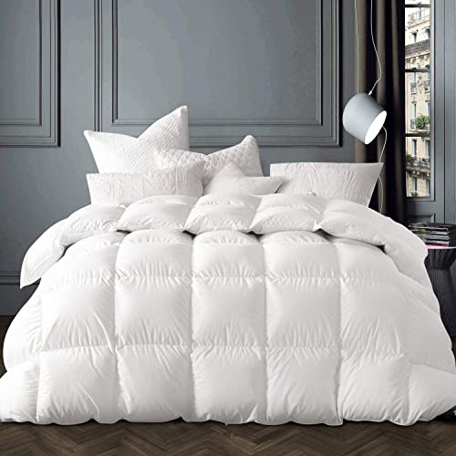 Globon Winter Goose Down Comforter Queen Size,800 Fill Power,White