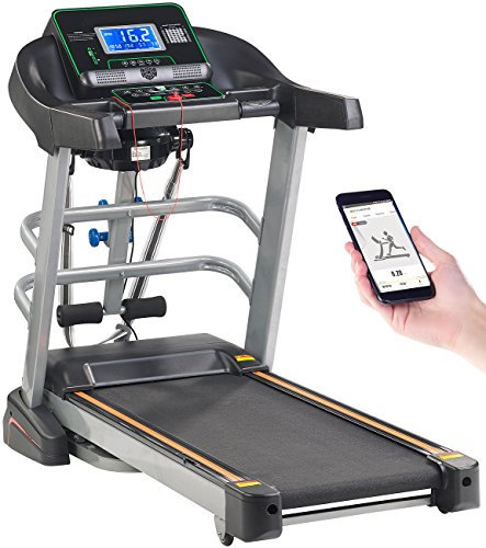 Newgen Medicals Bandmassagegerät: Profi-Laufband & Fitness-Station, App, Bluetooth, 18 km/h, 1.865 Watt (Bandmassagegerät Übungen, Vibrator Starke Vibration Kraft, Vibrationsplatte)