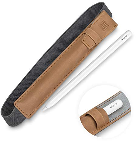 StilGut Pencil-Halter kompatibel mit Apple iPad Pro 12.9 2018 aus echtem Leder, Cognac Vintage