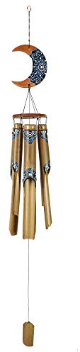 HAB & GUT -HA0P3- Windspiel Bambus, 130 cm, handbemalt, Klangspiel, Mobile für Terasse & Garten Balkon Bambusrohr