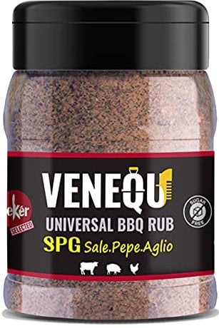 VENEQU SPG BBQ DRY RUB 150 gr | SPG BBQ DRY RUB 150gr | Mix di spezie per Barbecue Universale | Ideale per Beef Brisket | Marinatura a secco di alta qualità | 100% Made in Italy