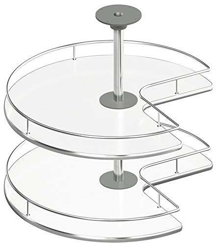 Gedotec Dreiviertelkreis-Drehbeschlag Schwenkbeschlag Küche Drehböden mit Tablarboden für Eckschrank | Drehteller Unter-Schrank | 900 x 900 mm | 1 Komplett-Set - Drehauszug mit 2 Drehtablare Ø 731 mm