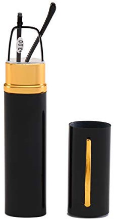 USOOLALA Unisex Compact Premium Reading Glasses Slim Reader w/Pen Clip Tube Case, Black, +2.5