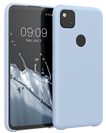 kwmobile Hülle kompatibel mit Google Pixel 4a Hülle - Silikon Handy Case - Handyhülle weiche Oberfläche - kabelloses Laden - Hellblau matt