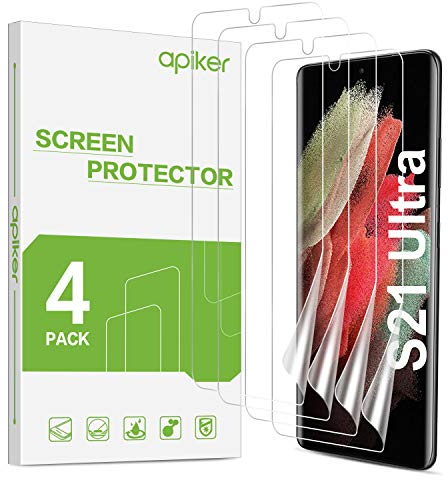 apiker [4 Stück Schutzfolie für Samsung Galaxy S21 Ultra, Samsung Galaxy S21 Ultra TPU Displayschutzfolie, [Anti-Kratzen], [Anti-Öl], [Anti-Bläschen], [Hohe Definition], [Hohe Empfindlichkeit]