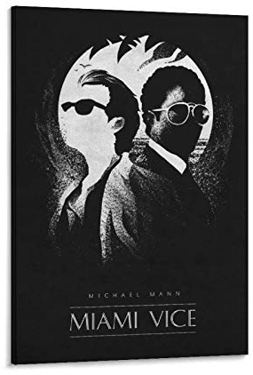 LKJHLK Miami Vice Klassisches Filmposter, Vintage-Film, Wanddekoration, Leinwand-Kunstdruck, für Büro, Schlafzimmer, Zuhause, Wohnheim, Geschenk für Jungen, 50 x 75 cm