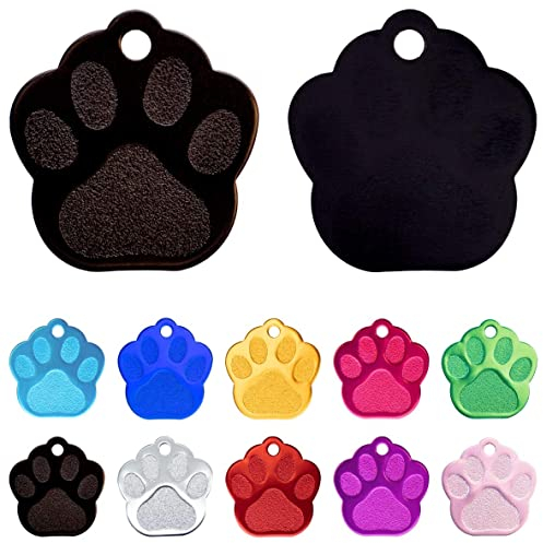 Ibera gifts - Hundemarke mit Gravur und personalisierte Hundemarke in Pfotenform für mittelgroße bis große Hunde und Katzen (Schwarz)
