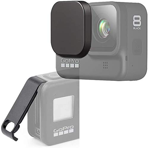 Hero8 - Copriobiettivo in silicone e copriporta batteria in ABS con porta di ricarica (1+1 confezioni) per GoPro Hero 8 Action Camera nera